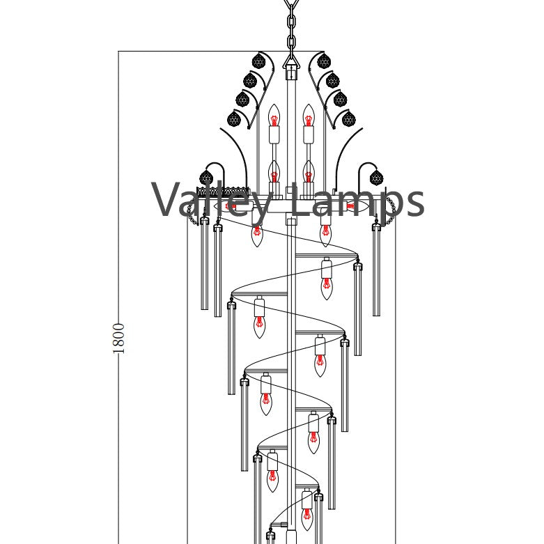 Luxury Extra Long Crystal Chandelier for Villa/Staircase/Foyer