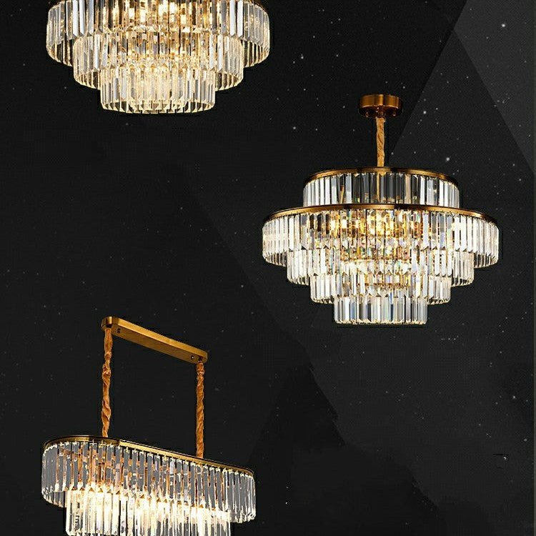 2022 New Style Round Crystal Chandelier Modern Gold Ceiling Light Fixture For Living/ Bedroom
