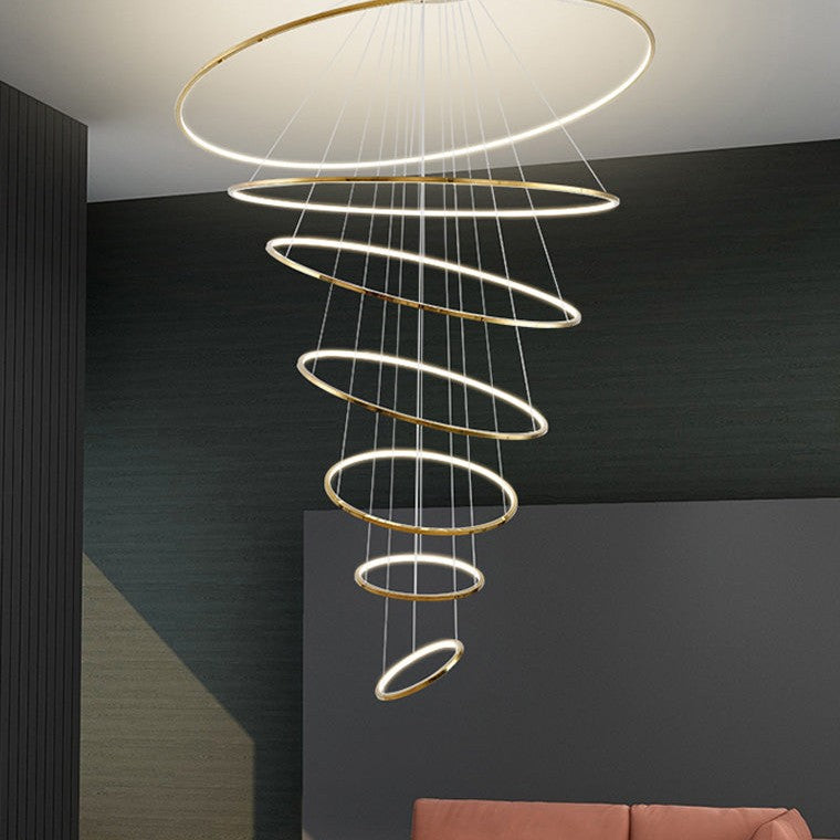 WOMO Large Tiered Ring LED Foyer Chandelier-WM2160