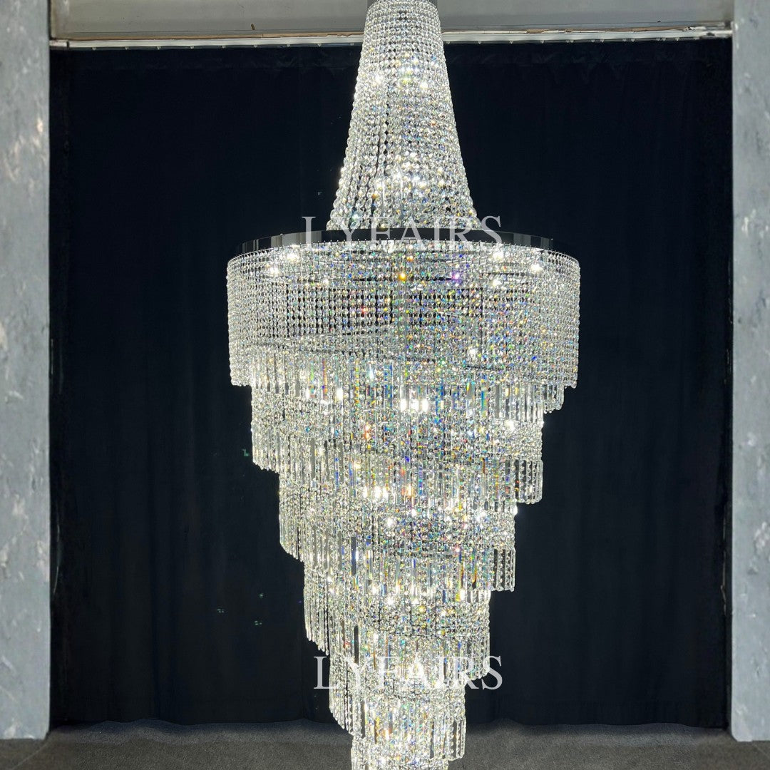 Modern Crystal Tassel Chandelier for Foyer/Staircase