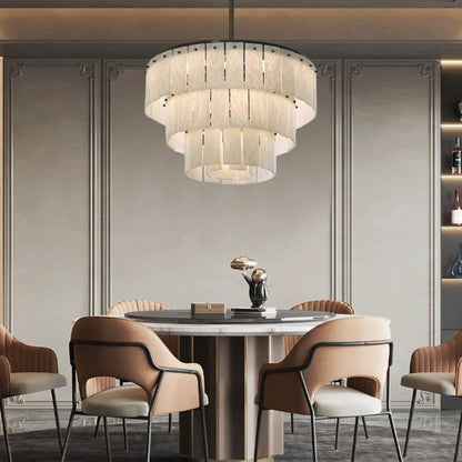 Stairwell Luxury Modern LED High Ceiling Large Alabaster Chandelier