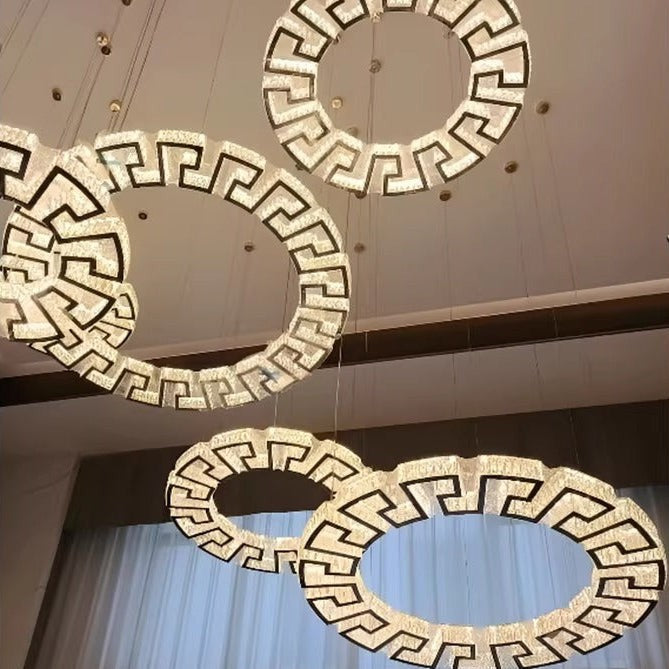 Modern Round Gear/Rectangular Mazes Crystal Chandelier