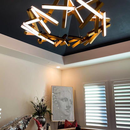 Modern Round/Linear Geometric Aluminum LED Chandelier for Dining Room/Bedroom