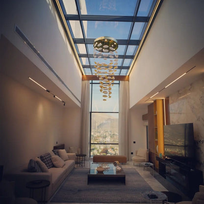 Modern Artistic Unique Golden Dragon Egg Pendant Ceiling Light Fixture for Staircase/ Sales Center/ Hotel