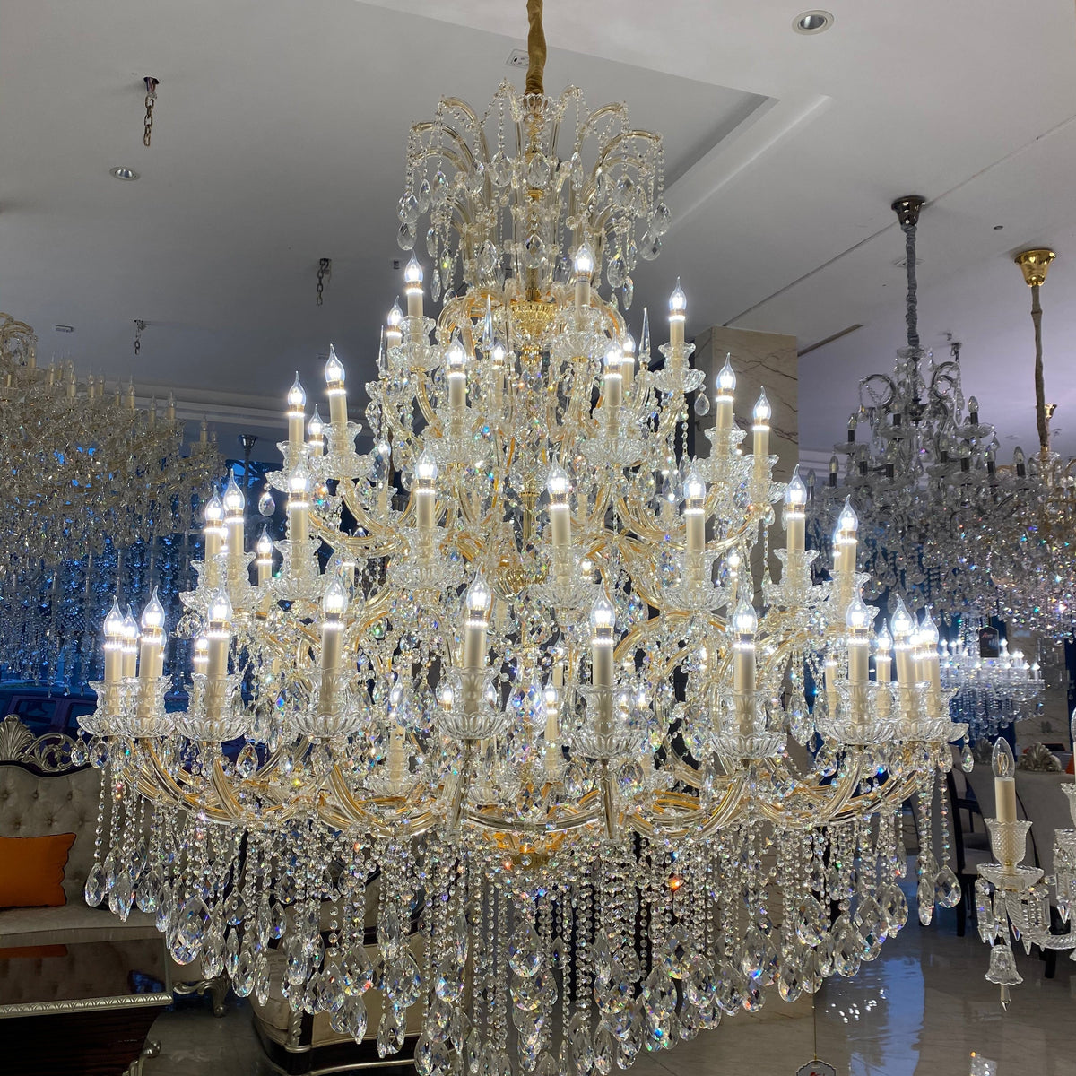 Extra Large Multi-tiered Candle Light  Crystal Chandelier for Hotel/Restaurant