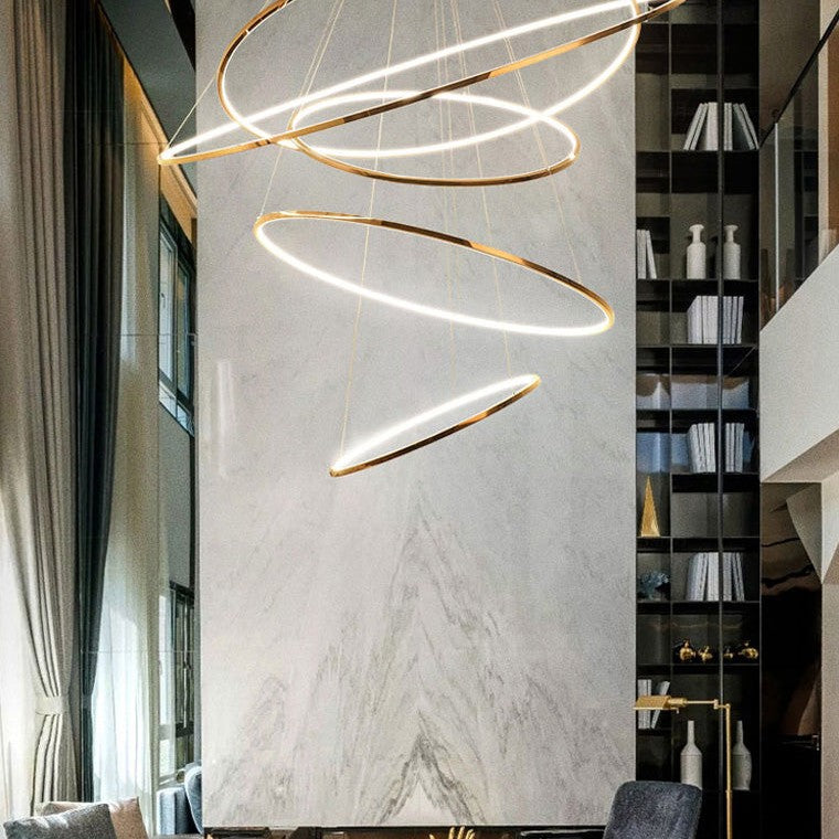 WOMO Large Tiered Ring LED Foyer Chandelier-WM2160
