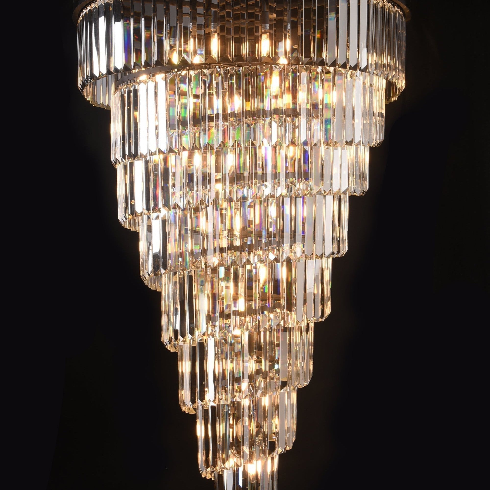 Extra Large Multi-Tiered  Spiral Crystal Chandelier In Black Finish