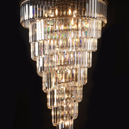 Extra Large Multi-Tiered  Spiral Crystal Chandelier In Black Finish
