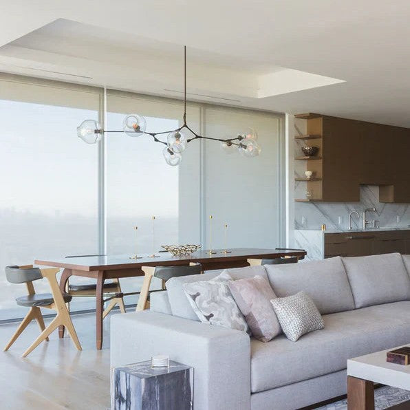 Modern Sputnik Smoky Gray/Amber Glass Branch Chandelier for Kitchen Island/Dining Room