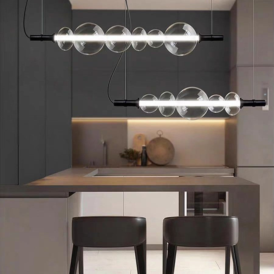 Modern Simple LED Linear Suspension Pendant Light For Dining Room/Kitchen Island