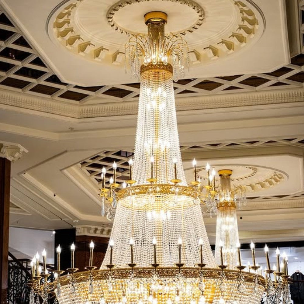 Luxury Empire Candle Lights Crystal Chandelier for High-ceiling