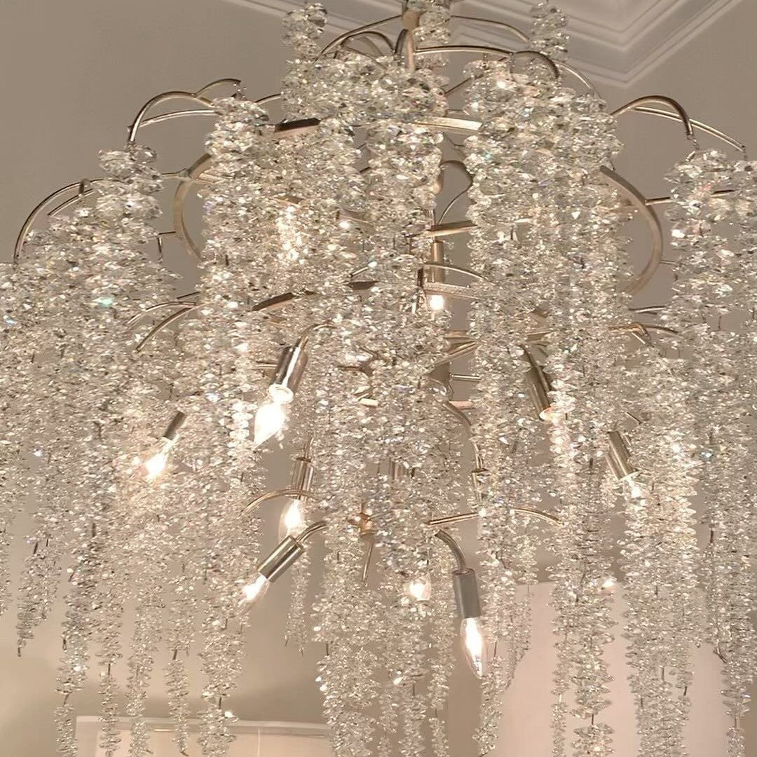 Light Luxury Elegant Sliver Flower Branch Chandelier For Living/Dinning/Bedroom Room/Hallway