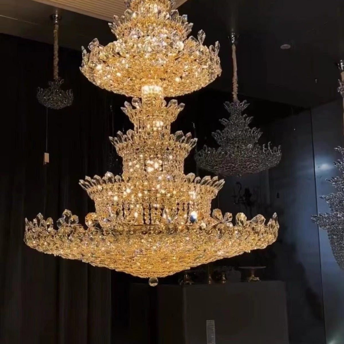 Extra Large Luxury Gold Empire Crystal Chandelier Multi-Layers Fixture For Foyer/ Big Hallway/ Hotel lobby/ Palace Hall