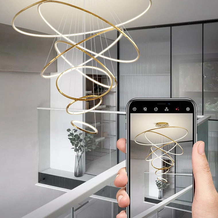WOMO Large Tiered Ring LED Foyer Chandelier-WM2160