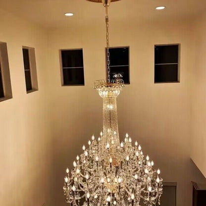 Extra Large European-style Multi-layers Candle Luxury Crystal Chandelier Gold Art Foyer/Staircase Decorative Light Fixture