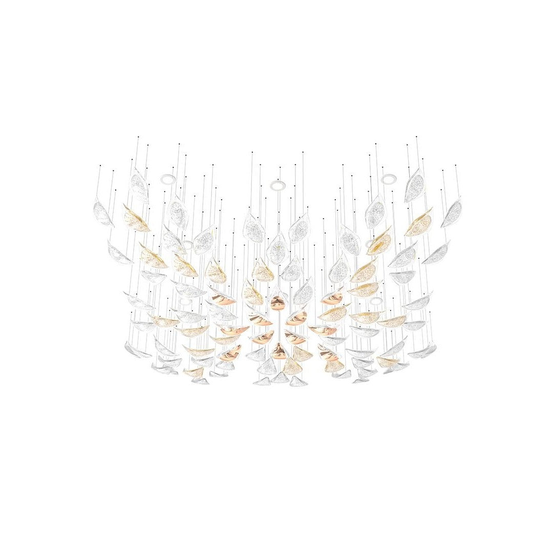 Floating Leaves Meteor Shower Crystal Spiral Chandelier
