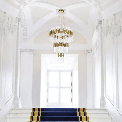 Post-modern Simple Light Luxury 3-Tier Round Glass Tubes Chandelier