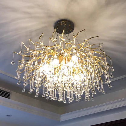 Stunning Tree Branch Crystal Chandelier with Clear Teardrop-shaped for Living/Dining Room