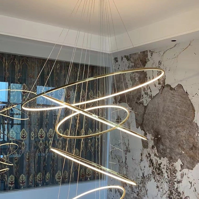 WOMO Large Tiered Ring LED Foyer Chandelier-WM2160