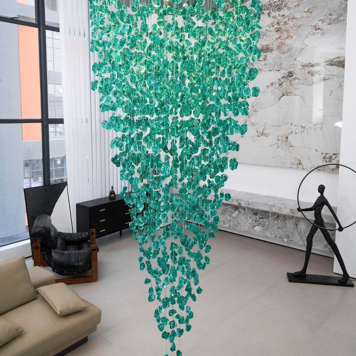 Crystal Stone Crystal Spiral Chandelier