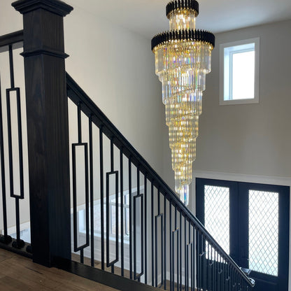 Classic Large Multi-layered Spiral Crystal Chandelier for Foyer/ Staircase