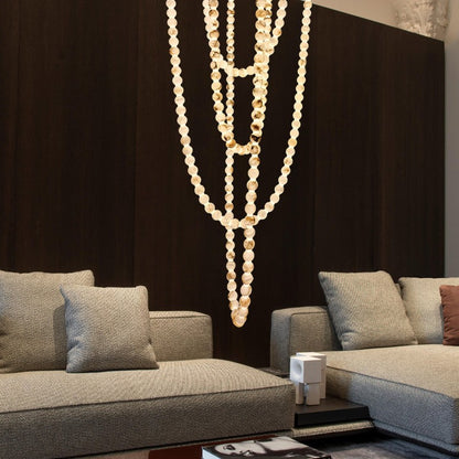 Modern LED Natural Alabaster Globes Beads Hanging Chandelier Indoor Lighting Fixture