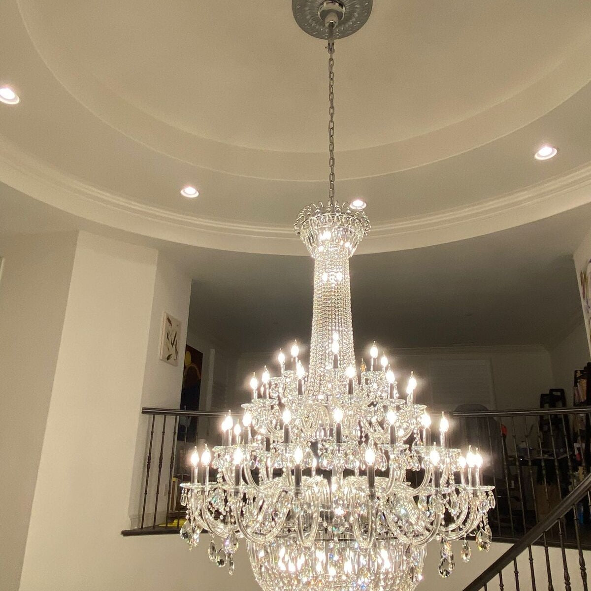 Extra Large European-style Multi-layers Candle Luxury Crystal Chandelier Gold Art Foyer/Staircase Decorative Light Fixture
