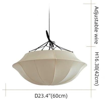 Vintage French Style Cream White Silk Umbrella Chandelier