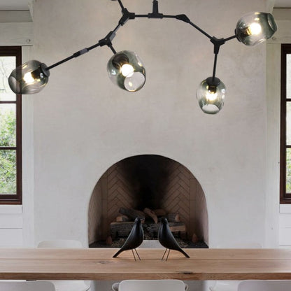 Extra Large Industrial Fashion Branch Multiple Glass Pendant Chandelier for Living/Dining Room