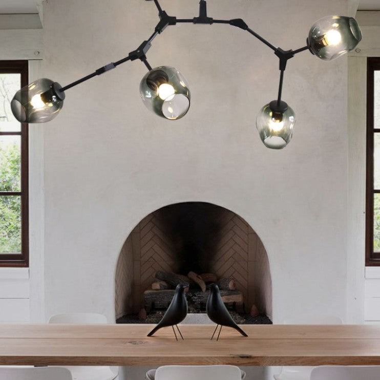 Extra Large Industrial Fashion Branch Multiple Glass Pendant Chandelier for Living/Dining Room
