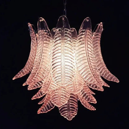 Murano Chandelier – 36 glass leaves – Pink