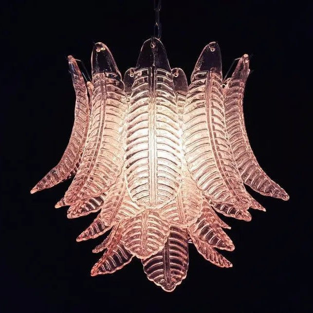 Murano Chandelier – 36 glass leaves – Pink