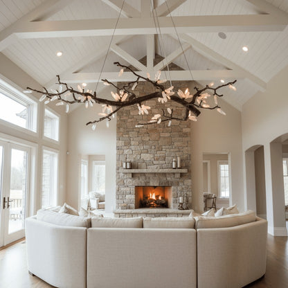 Selenite Crystal Blossom Branching Tree Chandelier