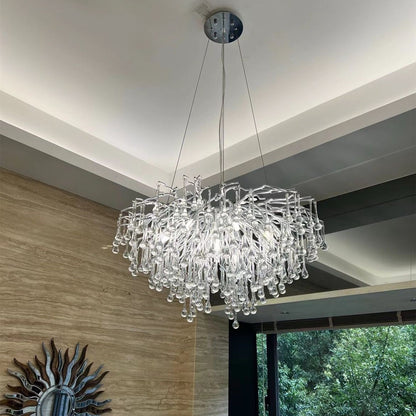 Stunning Tree Branch Crystal Chandelier with Clear Teardrop-shaped for Living/Dining Room