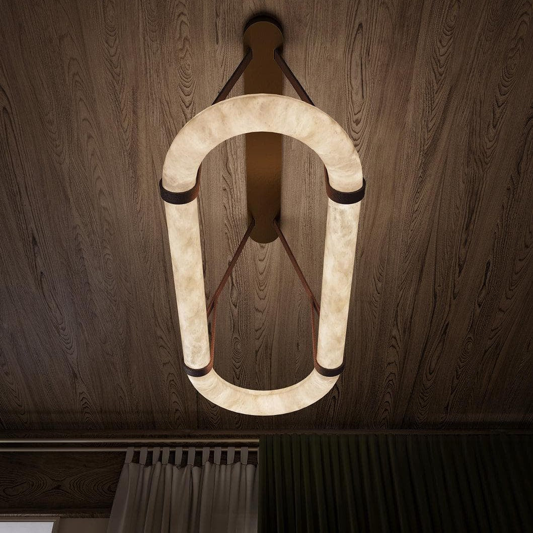 Alabaster Round Leather Chandelier