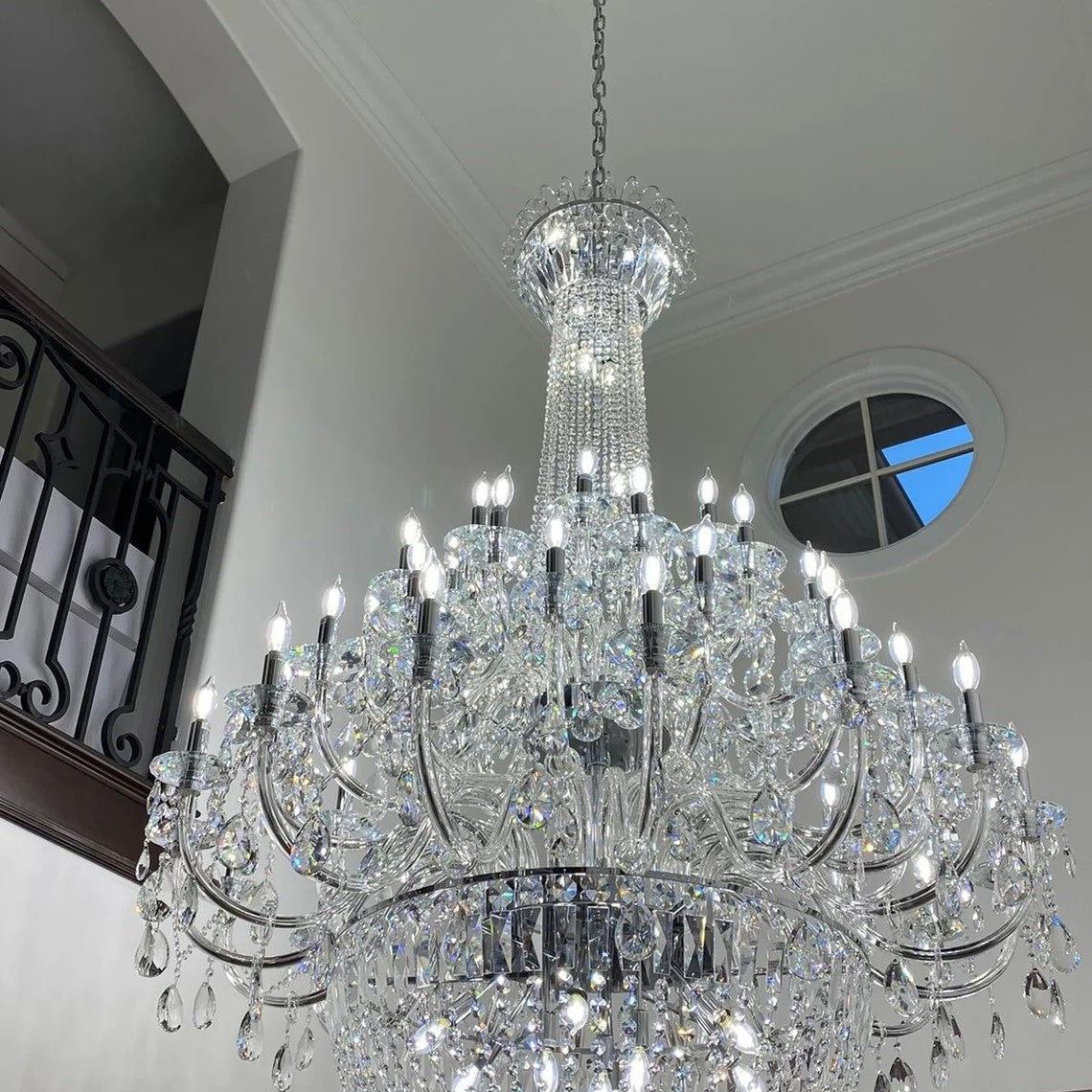 Extra Large European-style Multi-layers Candle Luxury Crystal Chandelier Gold Art Foyer/Staircase Decorative Light Fixture