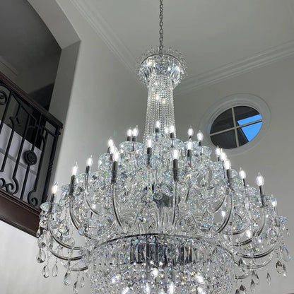 Extra Large European-style Multi-layers Candle Luxury Crystal Chandelier Gold Art Foyer/Staircase Decorative Light Fixture