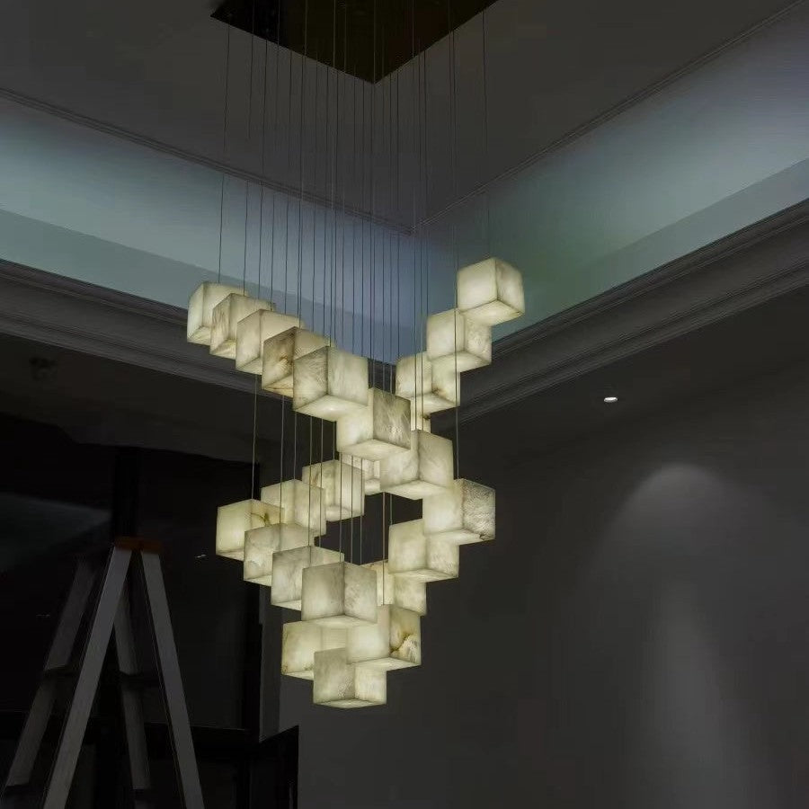 Alabaster Cubic Rectangular Chandelier