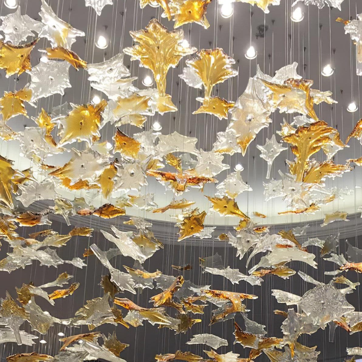 Multicolor Crystal Spiral Maple Leaf Chandelier