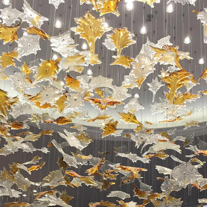 Multicolor Crystal Spiral Maple Leaf Chandelier