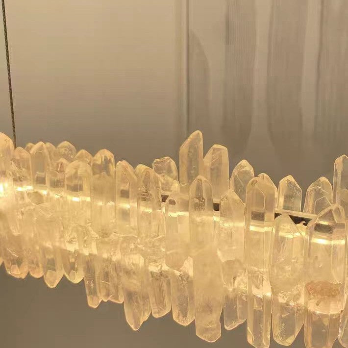 Modern Style Linear Natural Crystal Chandelier
