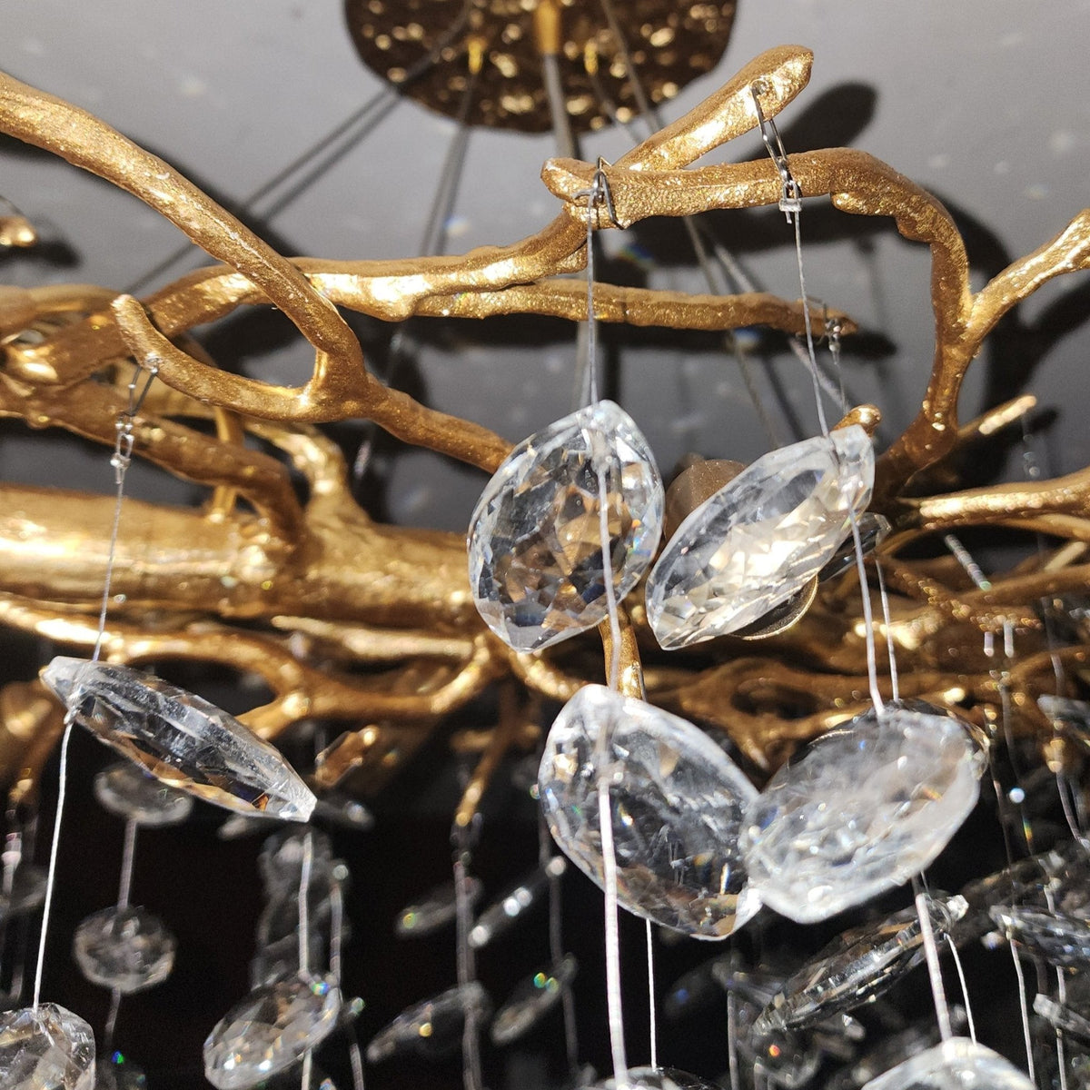 French Branch Crystal Chandelier with Elegant Crystal Leaves