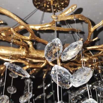 French Branch Crystal Chandelier with Elegant Crystal Leaves