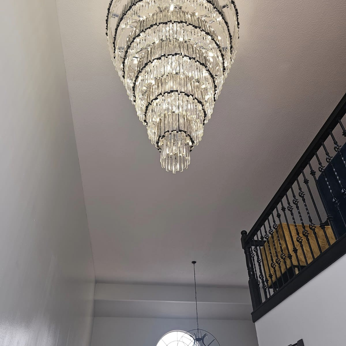 Extra Large Round Cone Tiered Crystal Chandelier for Foyer/Enterway/Living Room