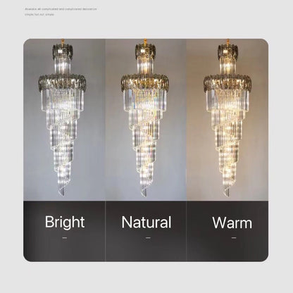 Luxury Extra Large Foyer Spiral Staircase Chandelier Long Crystal Ceiling Light Fixture