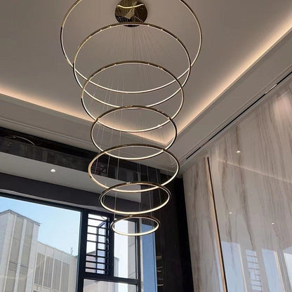 WOMO Large Tiered Ring LED Foyer Chandelier-WM2160