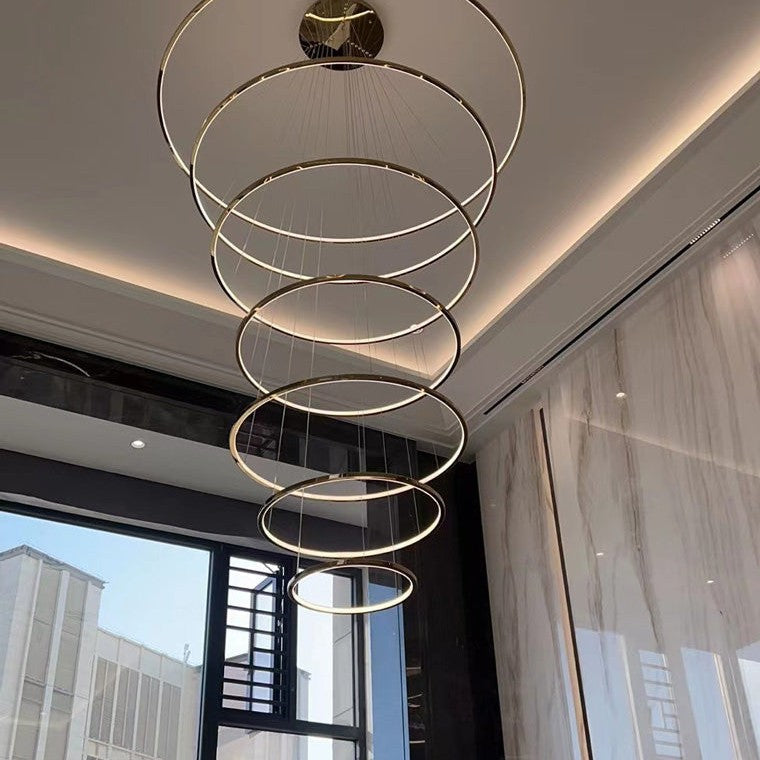 WOMO Large Tiered Ring LED Foyer Chandelier-WM2160