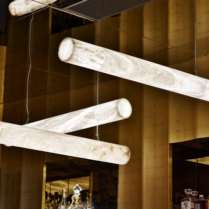 Cylindrical Alabaster Linear Chandelier