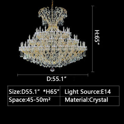 Extra Large Multi-layers Luxury Candle Branch Crystal Chandelier for Living Room/Foyer/Stairs