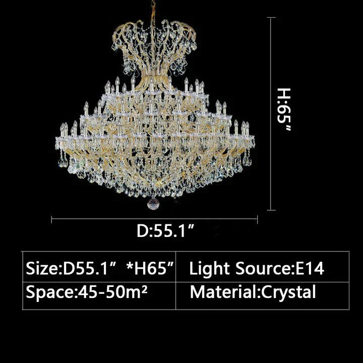 Extra Large Multi-layers Luxury Candle Branch Crystal Chandelier for Living Room/Foyer/Stairs